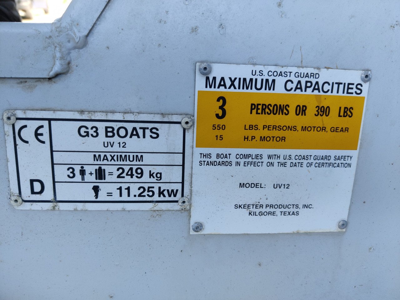 Aluminium roeiboot Yamaha G3 in goede staat