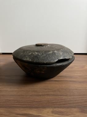 Houten schaal met deksel