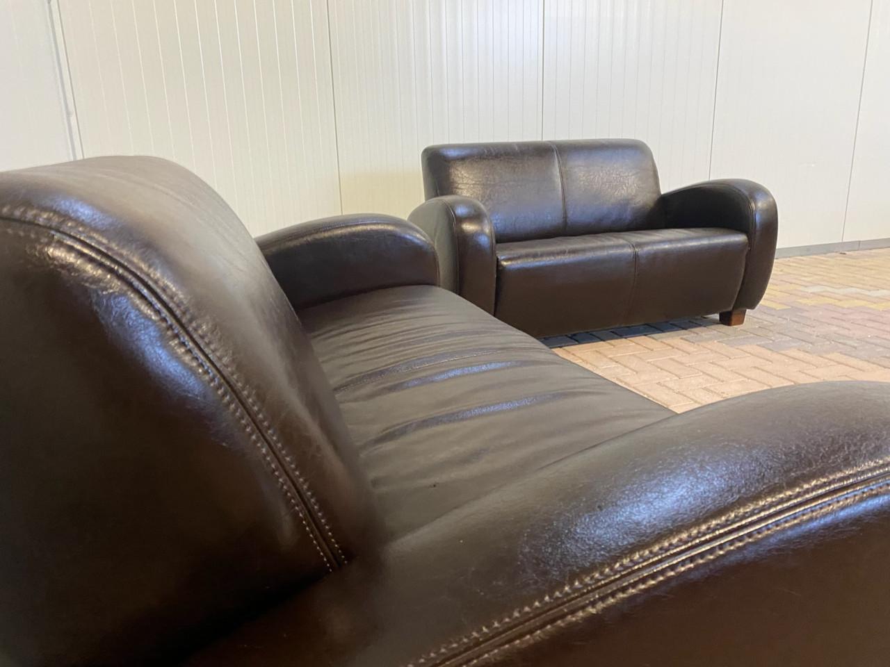 GRATIS LEVERING HEEL NL Bruin Echt Leer Bankstel 3+2,5 Zits