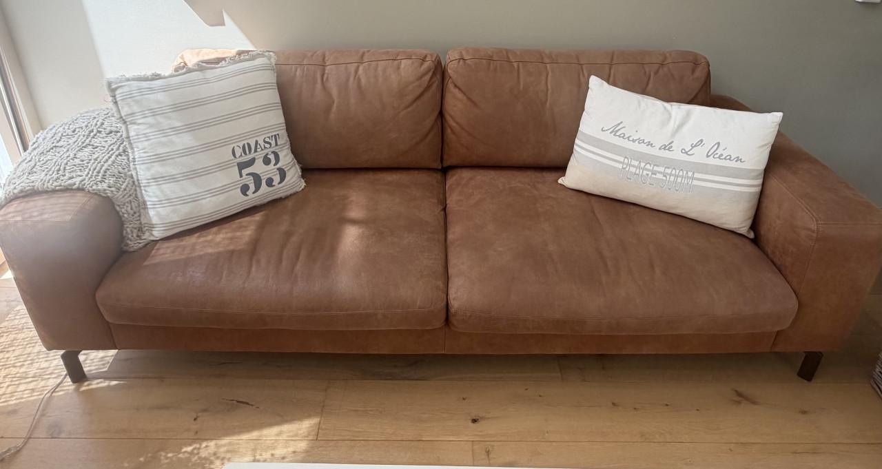 Stoere leren/suede 2/3 bank