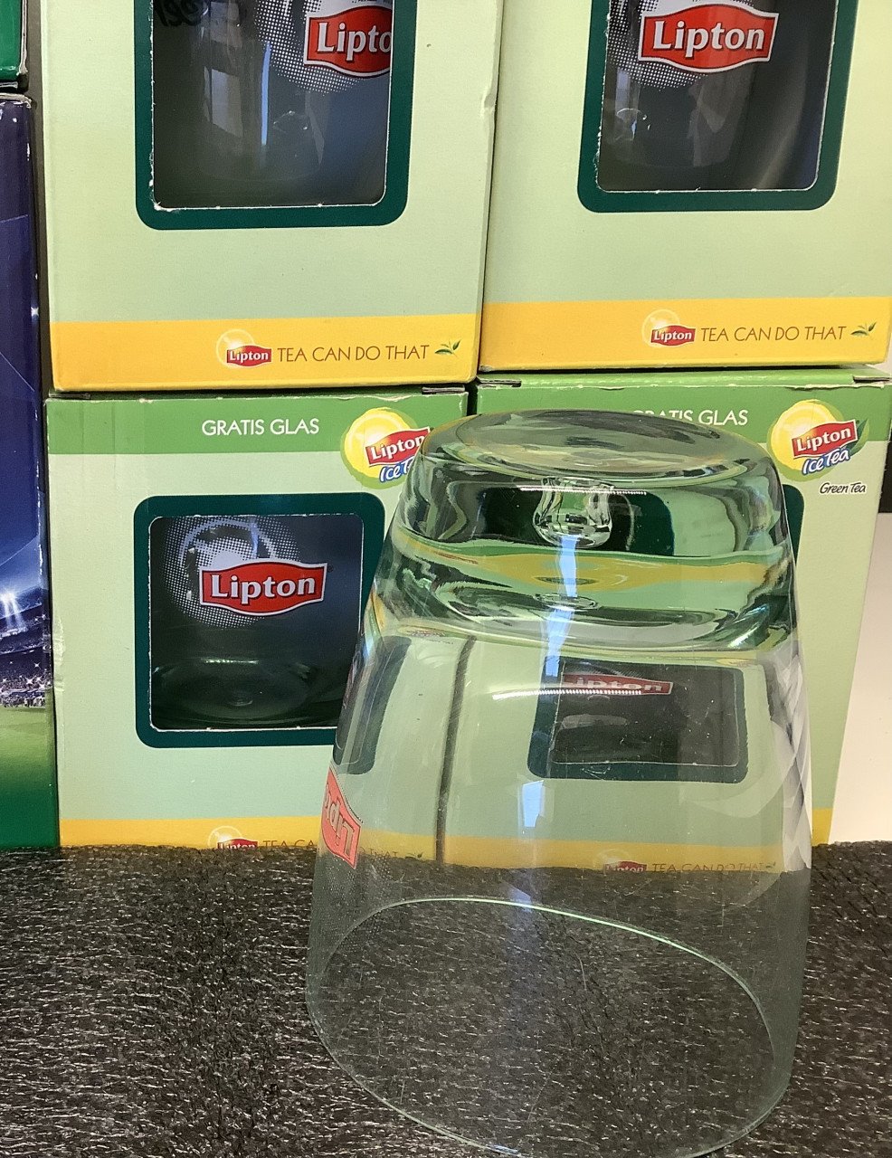 Icetea Glazen, Lipton Ice Tea, nieuw in origineel doosje. Met luchtbel.