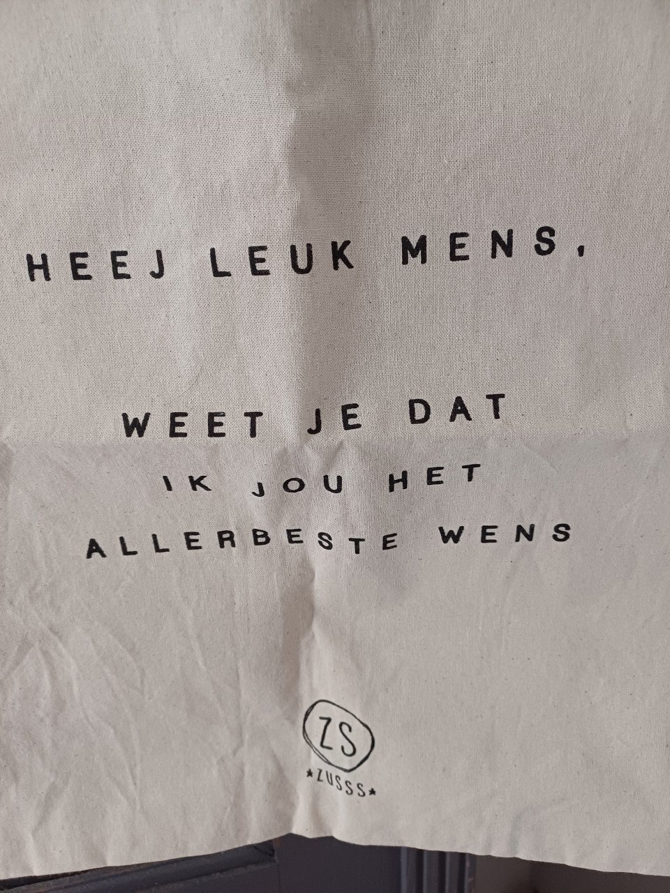 NIEUW: ZUSSS Katoenen Tasje 'Heej leuk mens'