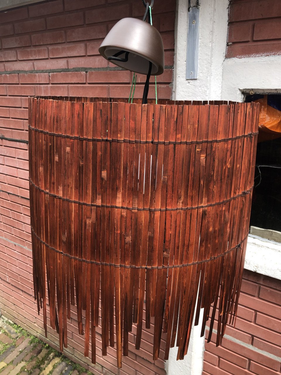 Bruine houten hanglamp!