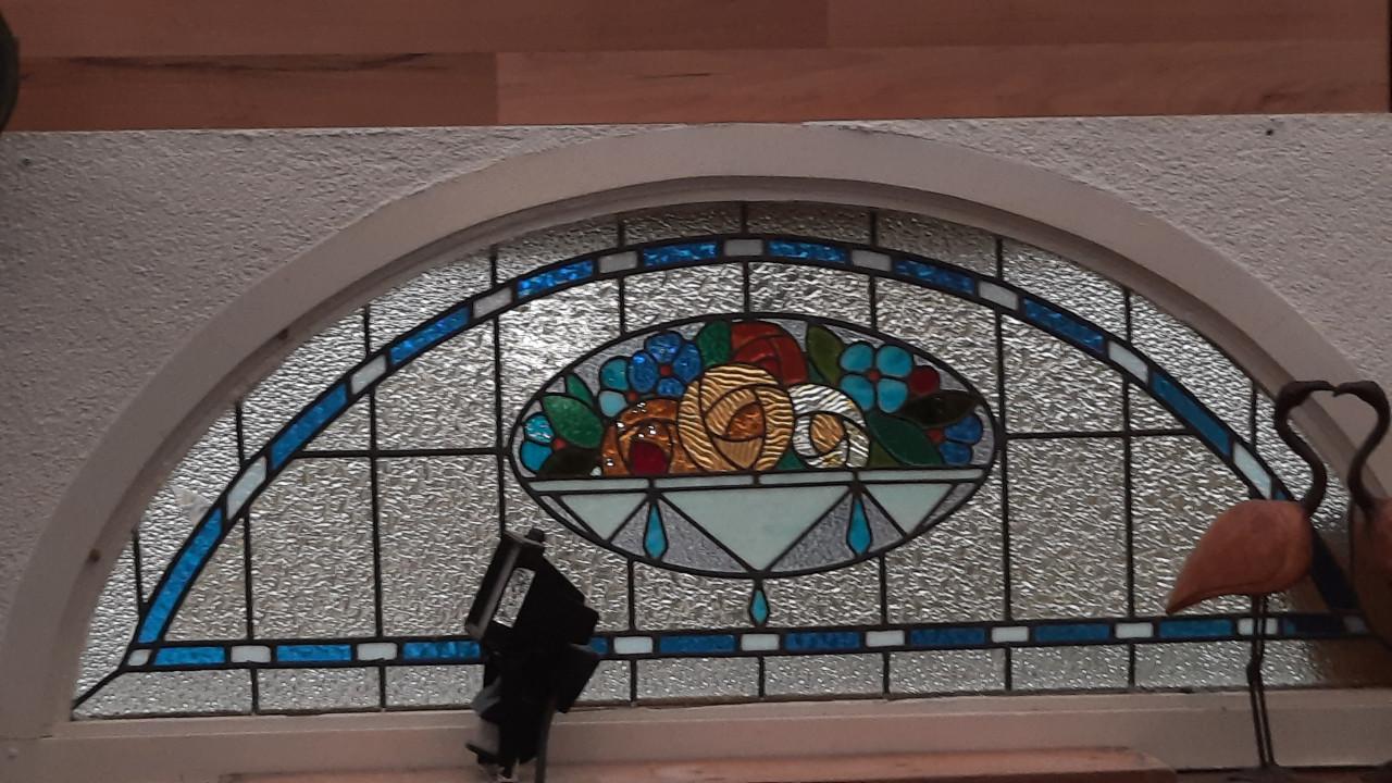 Prachtig glas in lood fruitschaal