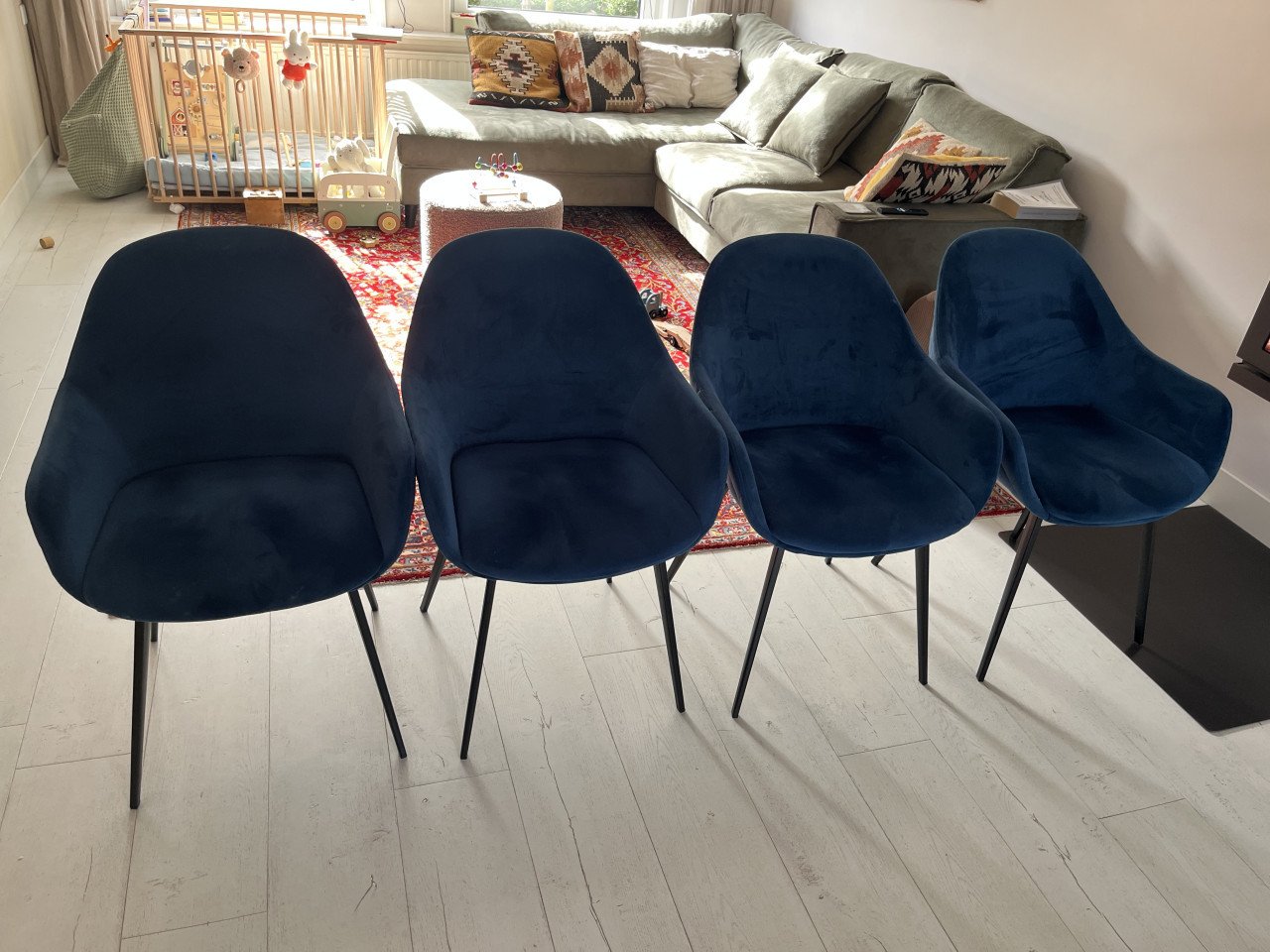 Eetkamerstoelen velvet blauw