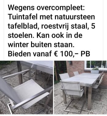 Tuintafel met 5 stoelen