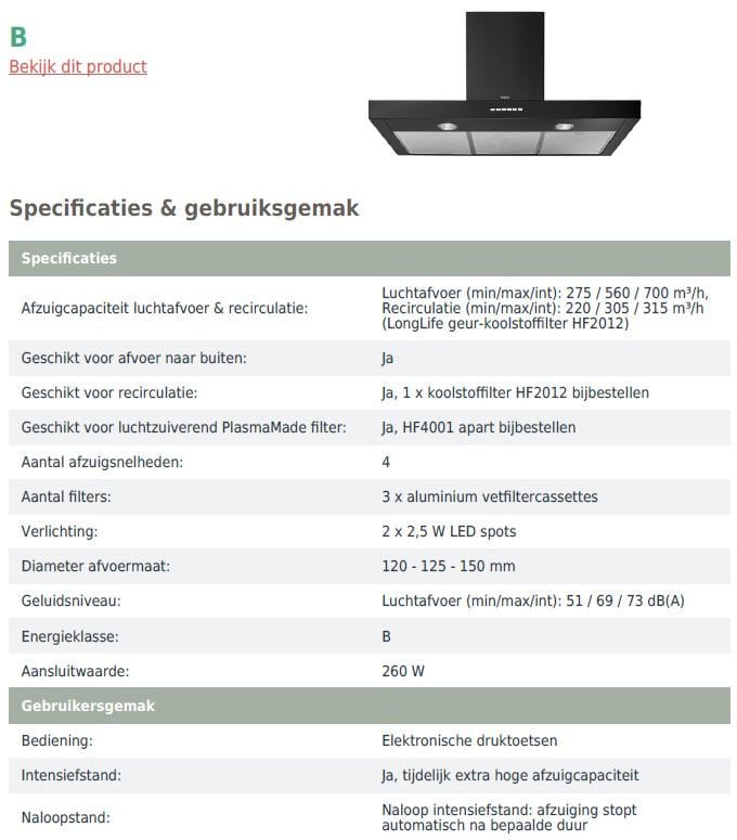 Afzuigkap Pelgrim BSK962 mat zwart 90 cm breed NIEUW