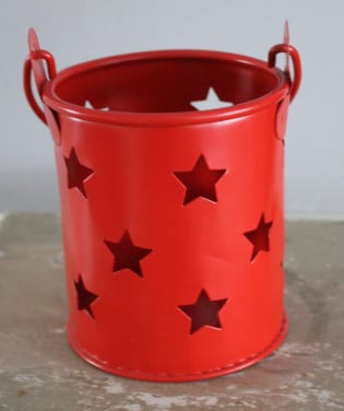 Rood metalen theelicht houder