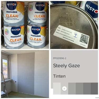 Grijze verf: 10L Histor Clean base - kleur Steely Gaze