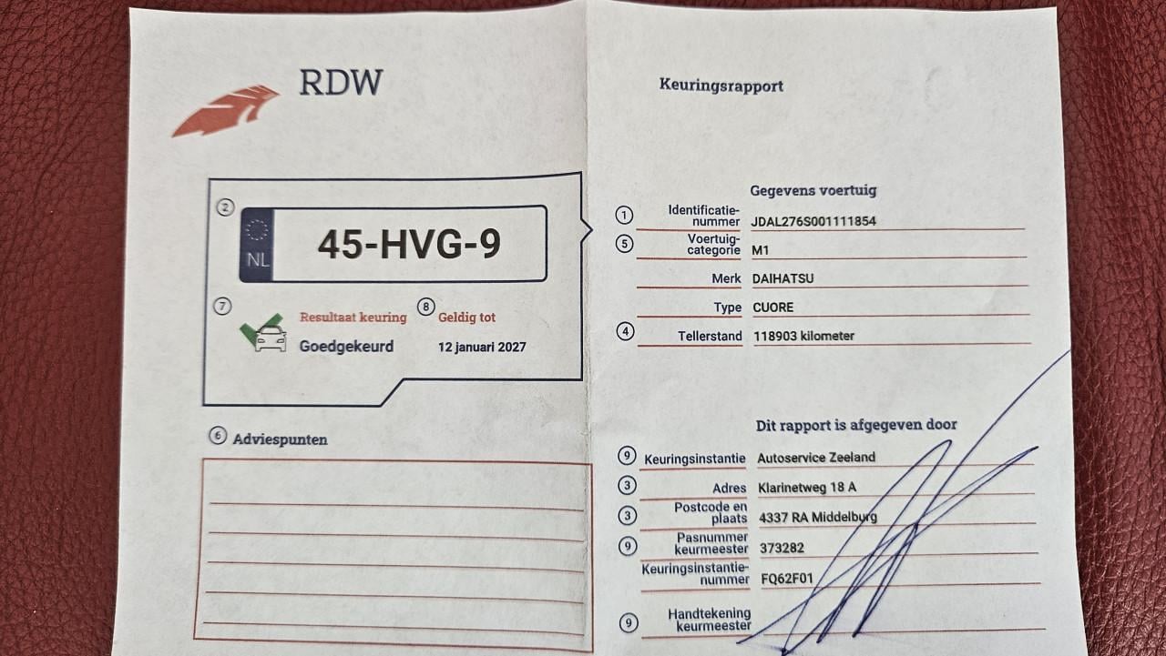 Zuinige DAIHATSU CUORE PREMIUM / NL AUTO / NAP / APK 01/2027 !