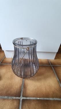 Glazen windlicht of als vaas te gebruiken (met een mooi boeket droogbloemen