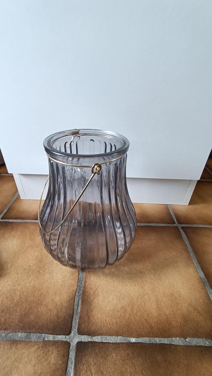 Glazen windlicht of als vaas te gebruiken (met een mooi boeket droogbloemen