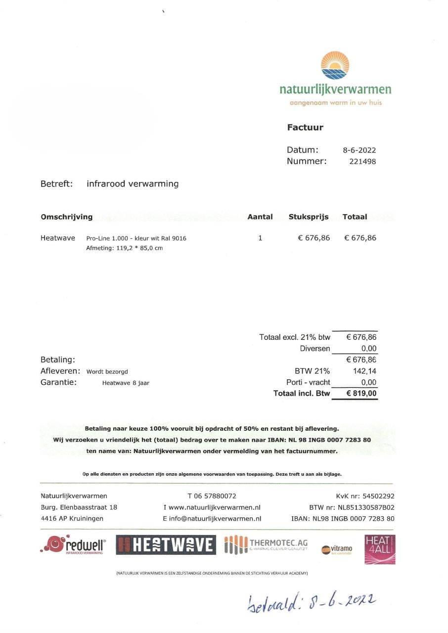 Verwarming Infrarodeplaat