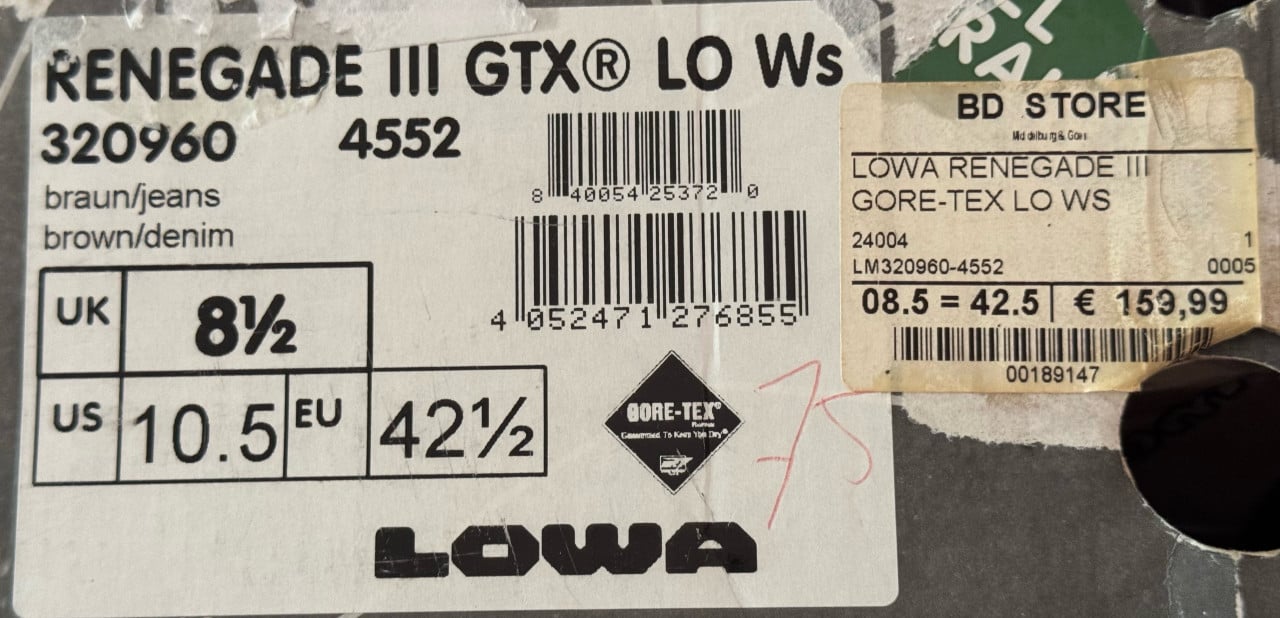Bruine dames wandelschoen, Lowa Renegade III GTX Lo Ws - Maat 42,5 (8,5)