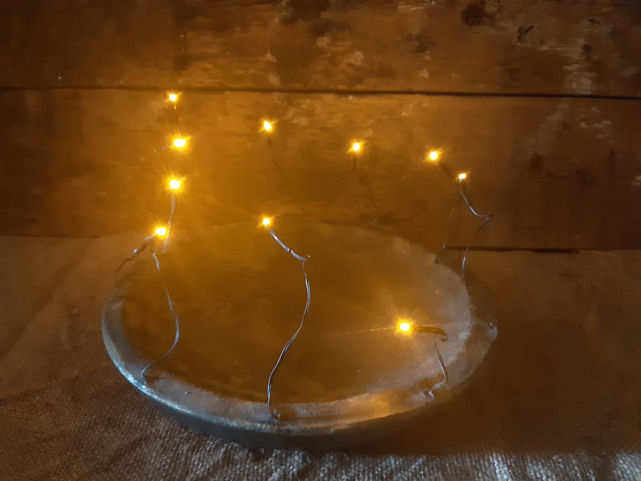 Schaal en bol met lampjes en waxine houders (set 9)