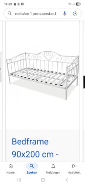 Wit metalen bed afmeting 90:200