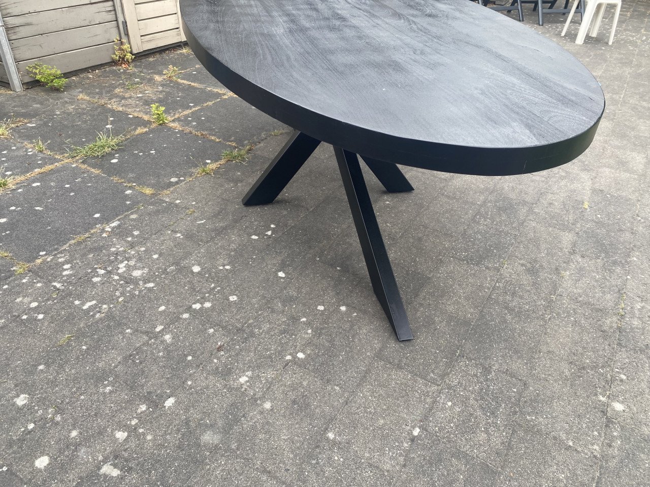 Mangohouten Eettafel Ovaal Oscar 240x110 cm Zwart (5cm)