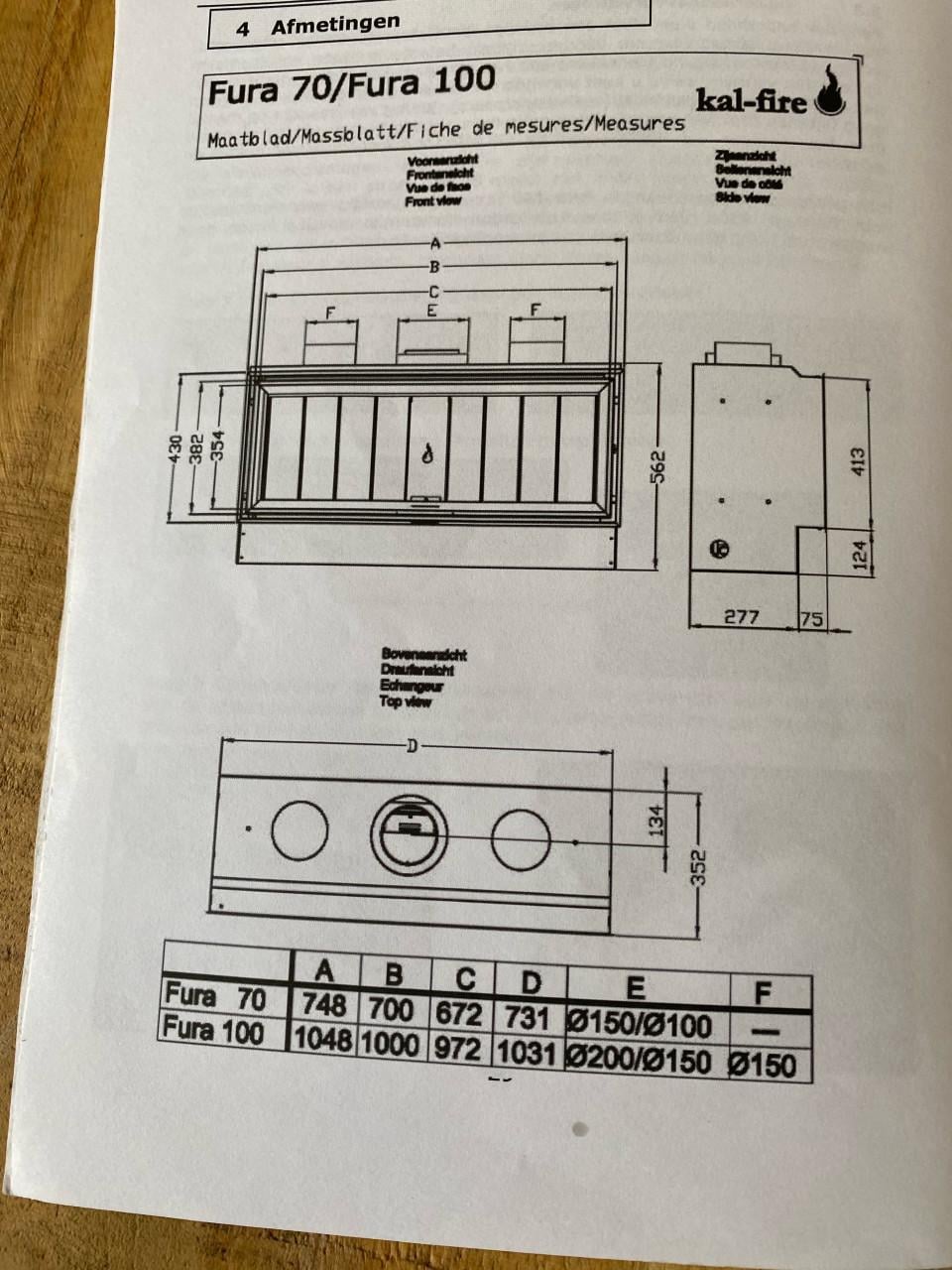 Inbouw gashaard Kalfire Fura 100