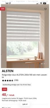 Duo rolgordijn Alsten 200x180 cm