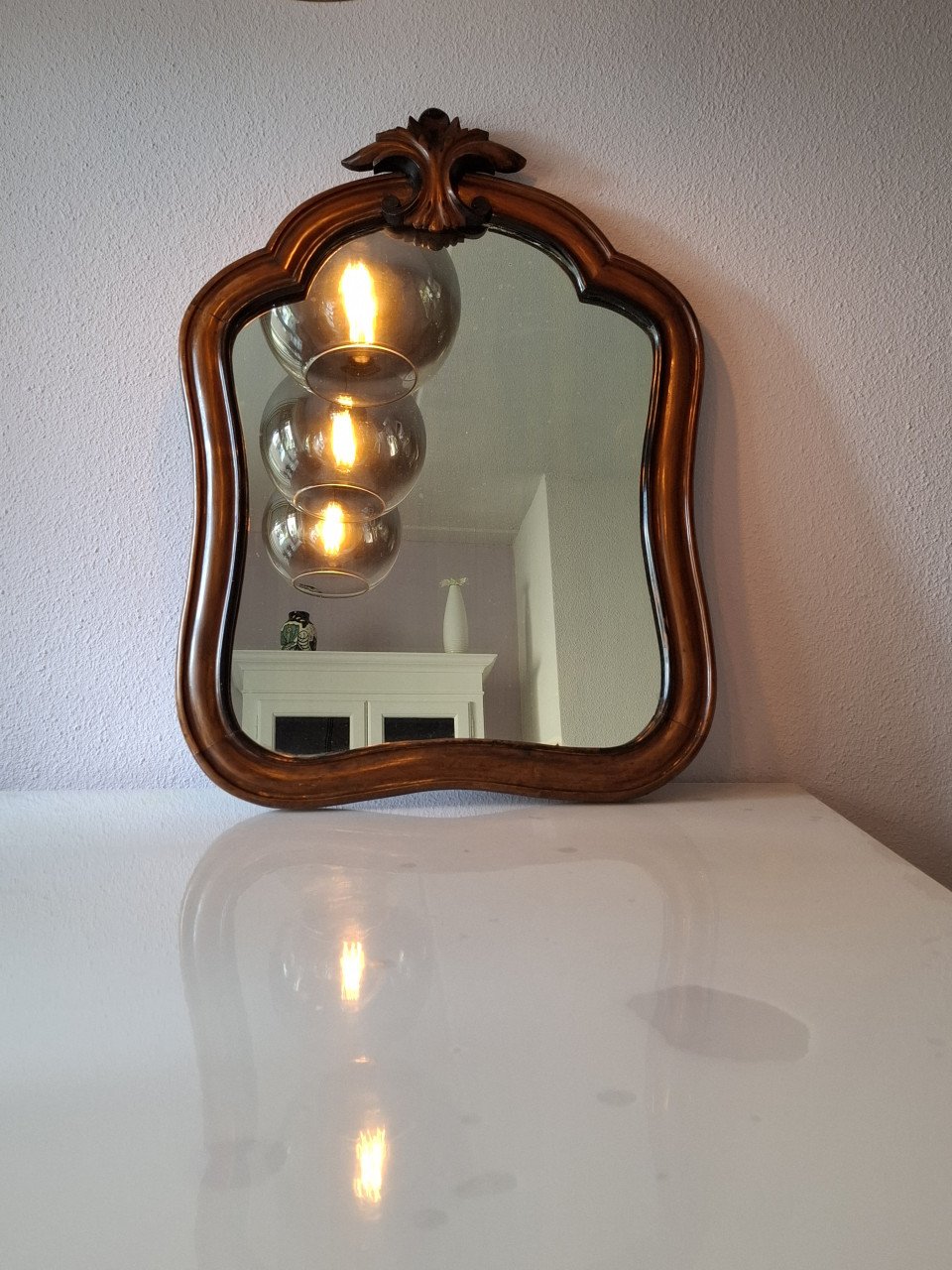 Prachtige vintage klassieke houten spiegel!