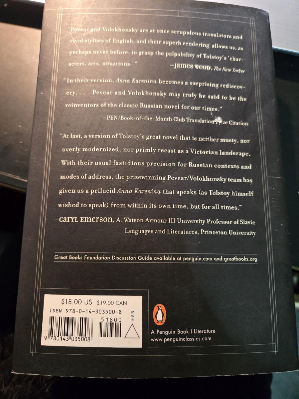 Penguin Classics Deluxe Edition van Leo Tolstoys roman 'Anna Karenina'.