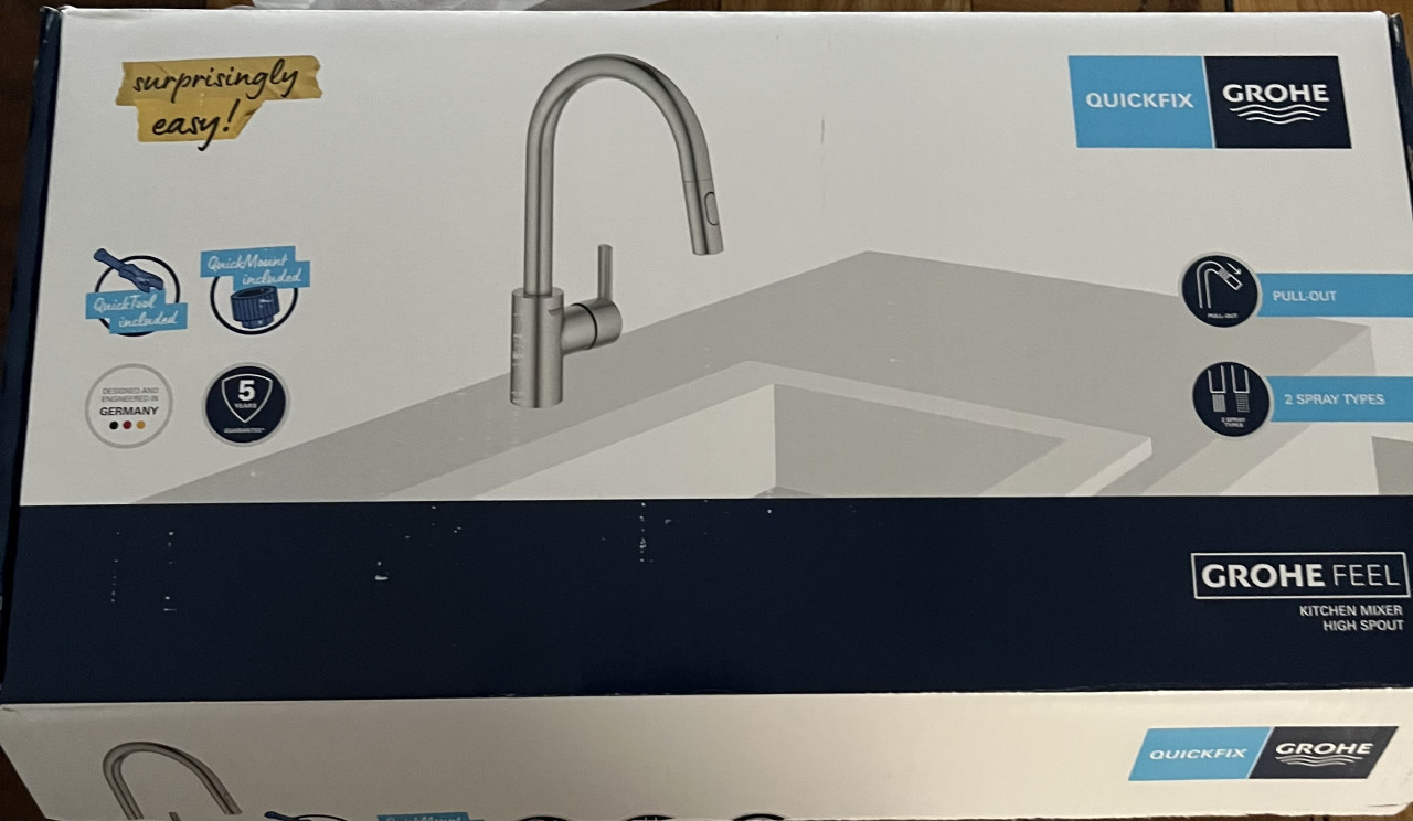 Grohe kraan STAAL quickfit 1 hendel uittrekbaar dual kop
