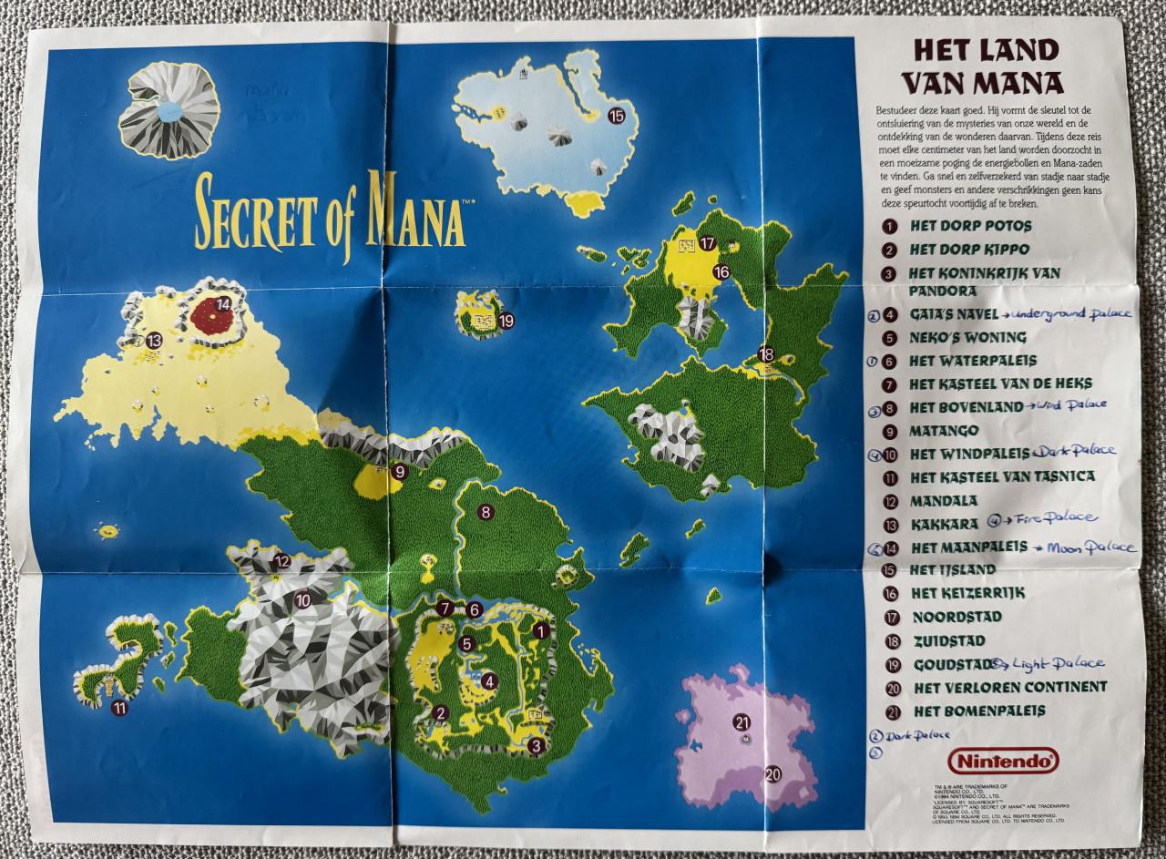 Nintendo Gameboy Illusion of Time Map & Secret of Mana Map