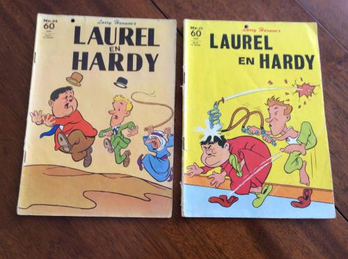 Verschillende vintage boekjes van Laurel en Hardy.