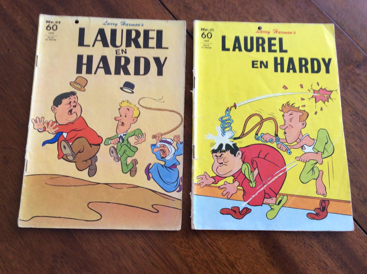 Verschillende vintage boekjes van Laurel en Hardy.