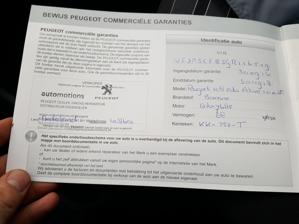 Peugeot 108 active 1.0 e-vti 68pk 5d pack premium | airco | bluetooth belle