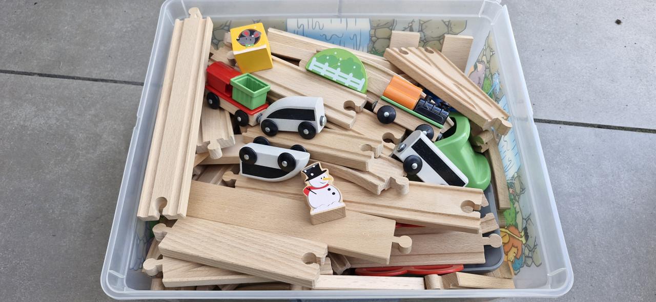 Houten treinen set