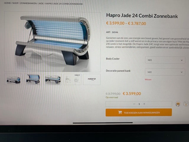 Zonnebank Hapro Jade 24C, Z.G.A.N., van Eur. 3.500 voor Eur. 750