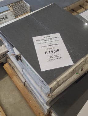 3030-164 ca 14 m² donkergrijze glanzende tegels, 30x60 cm, nu per m²