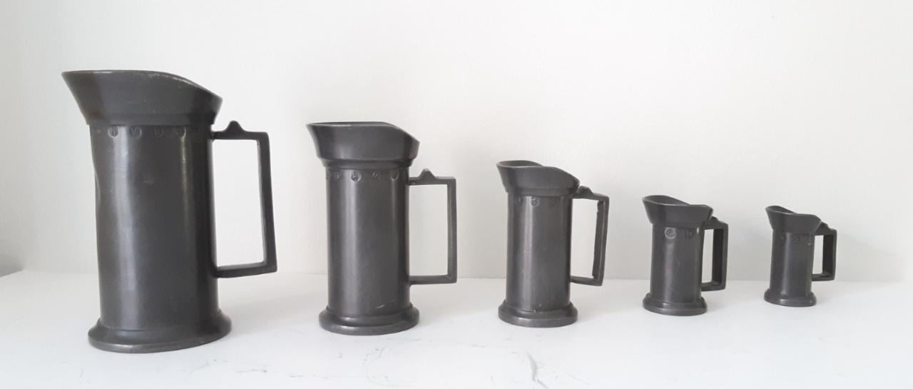 5 tinnen maatkannetjes