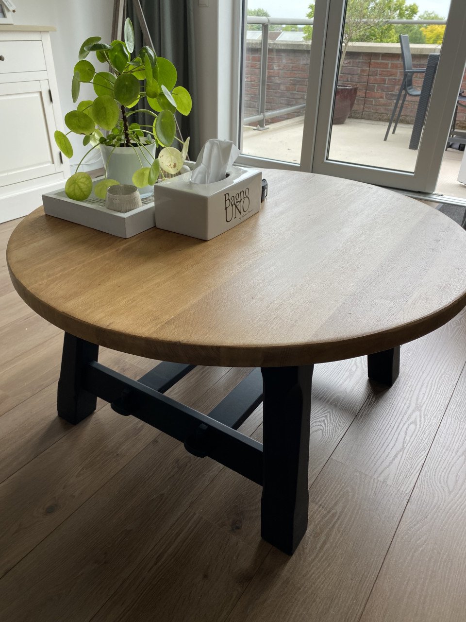 Salontafel eiken 100 cm rond 51 hoog
