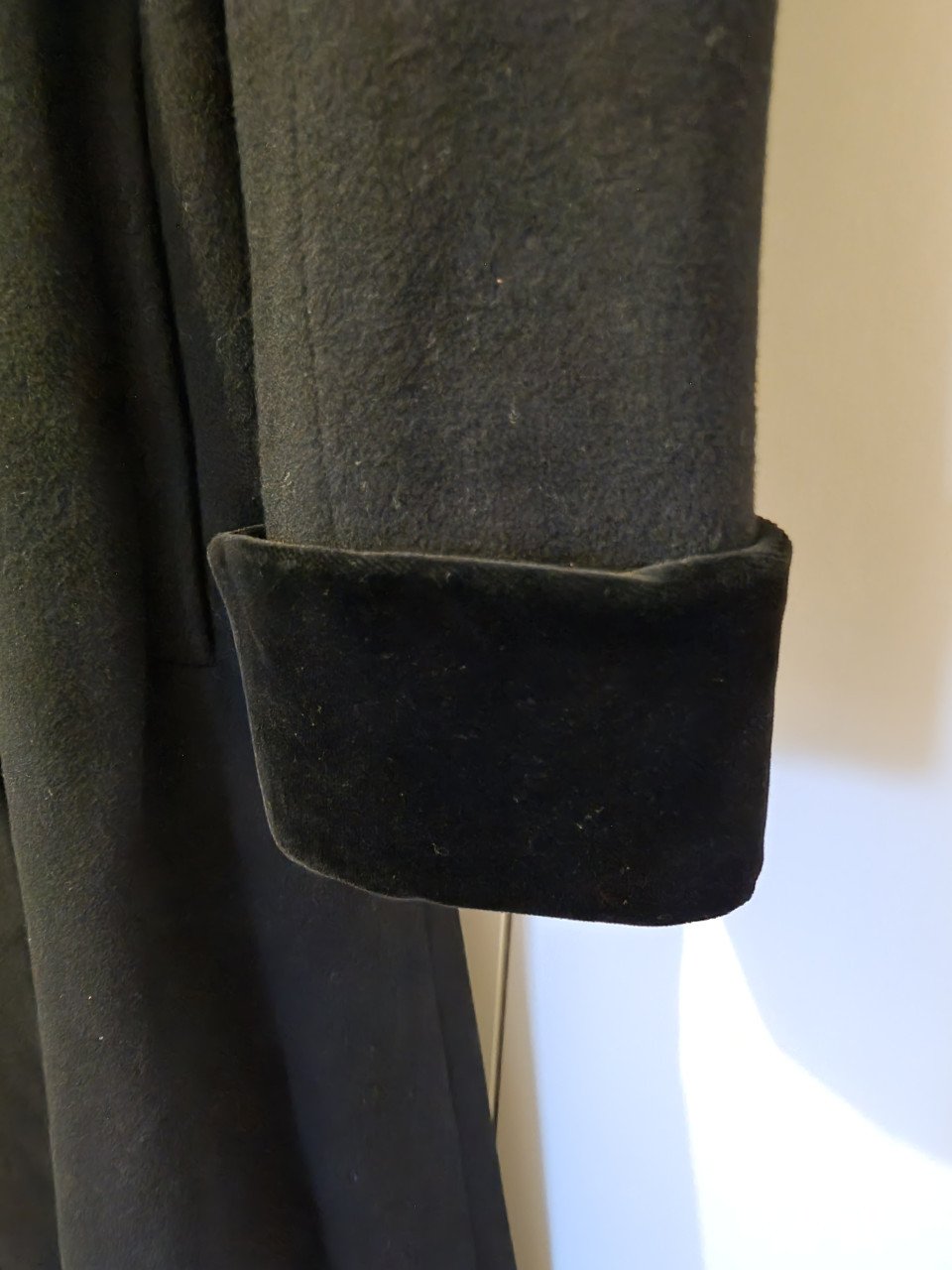 Vintage lange zwarte mantel maat 36