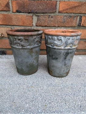 2 leuke Vintage  bloempotjes