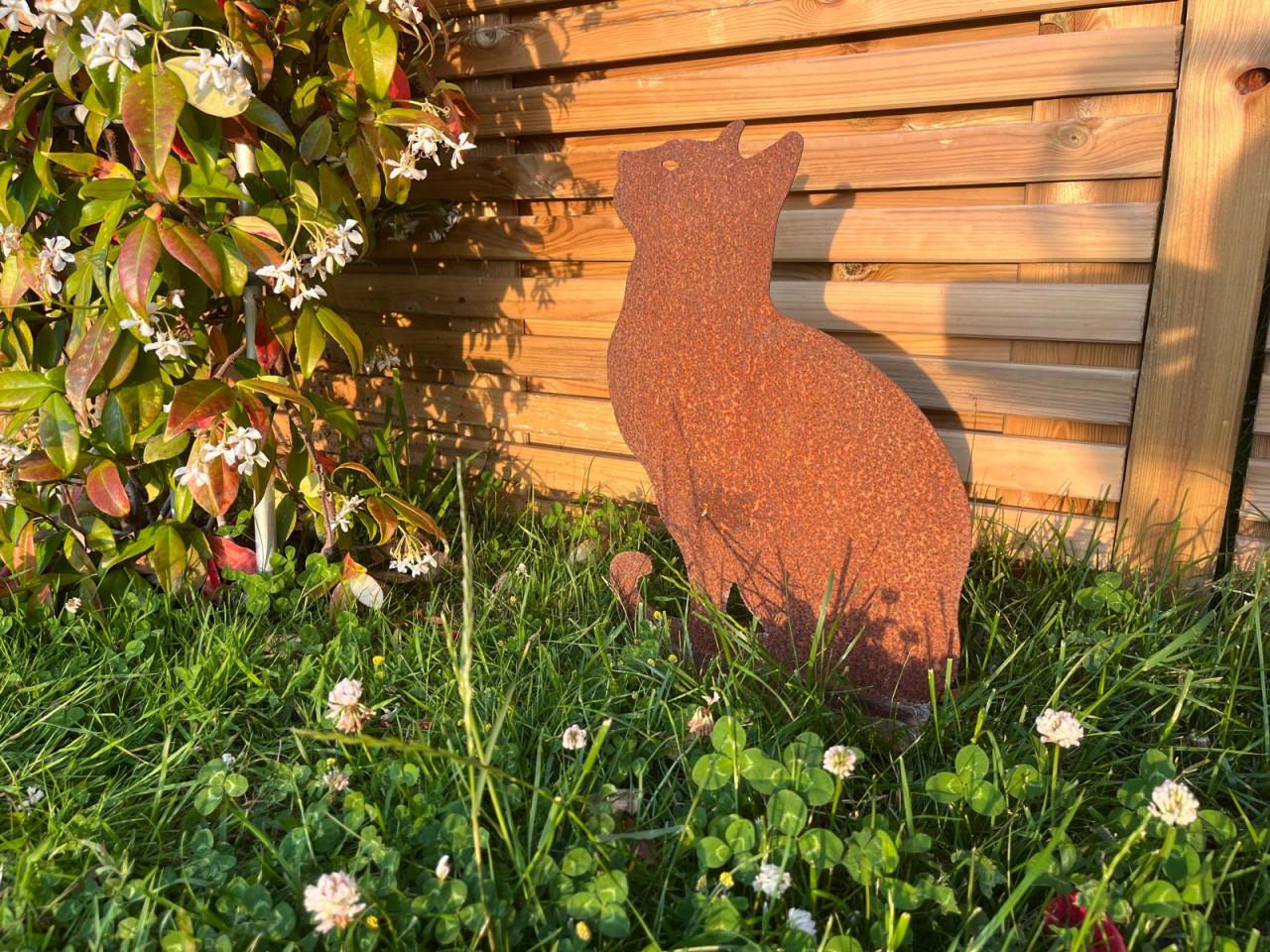 2 metalen decoratie katten voor in tuin