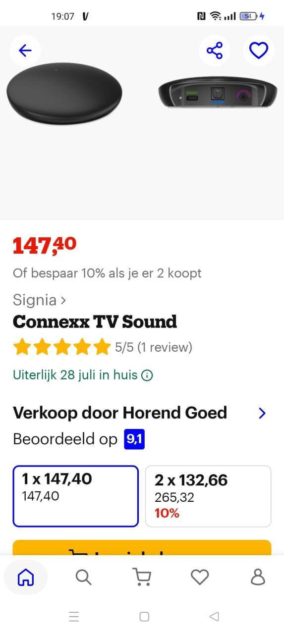Connexx Sound TV bl.th connecter tv/gehoorap.or