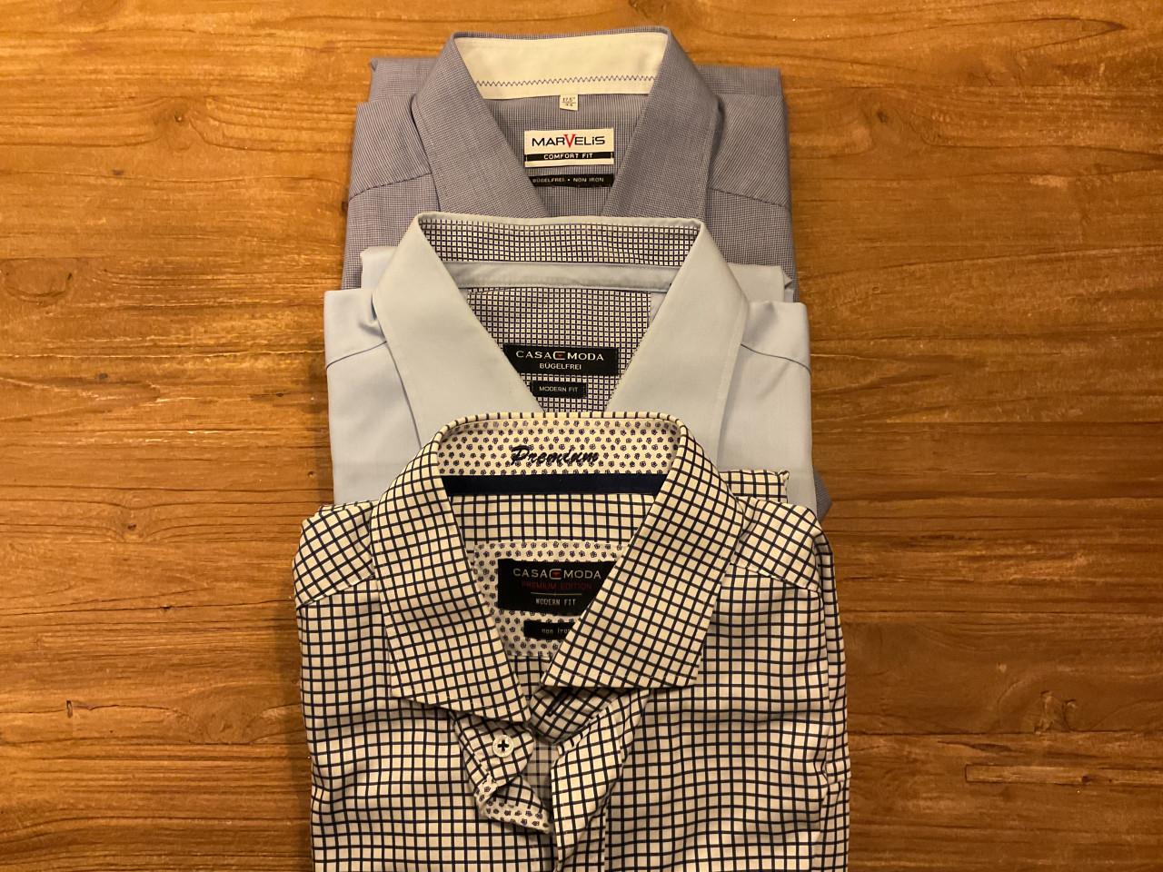 3 strijkvrije overhemden, mt 44  CasaModa en Marvelis