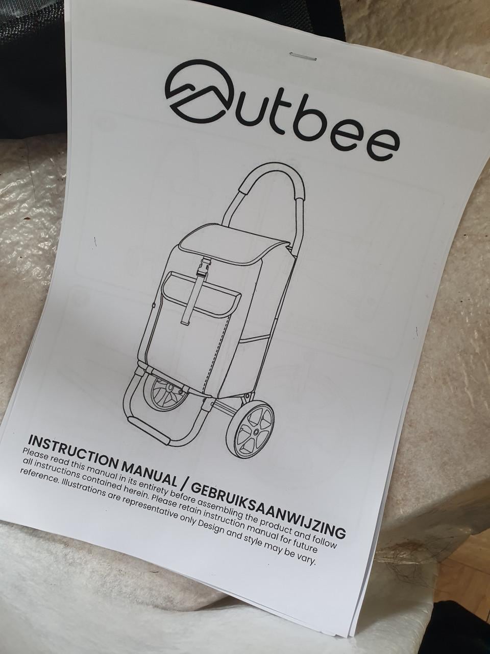Outbee boodschappentrolley zwart • Opvouwbaar met wielen • nieuw