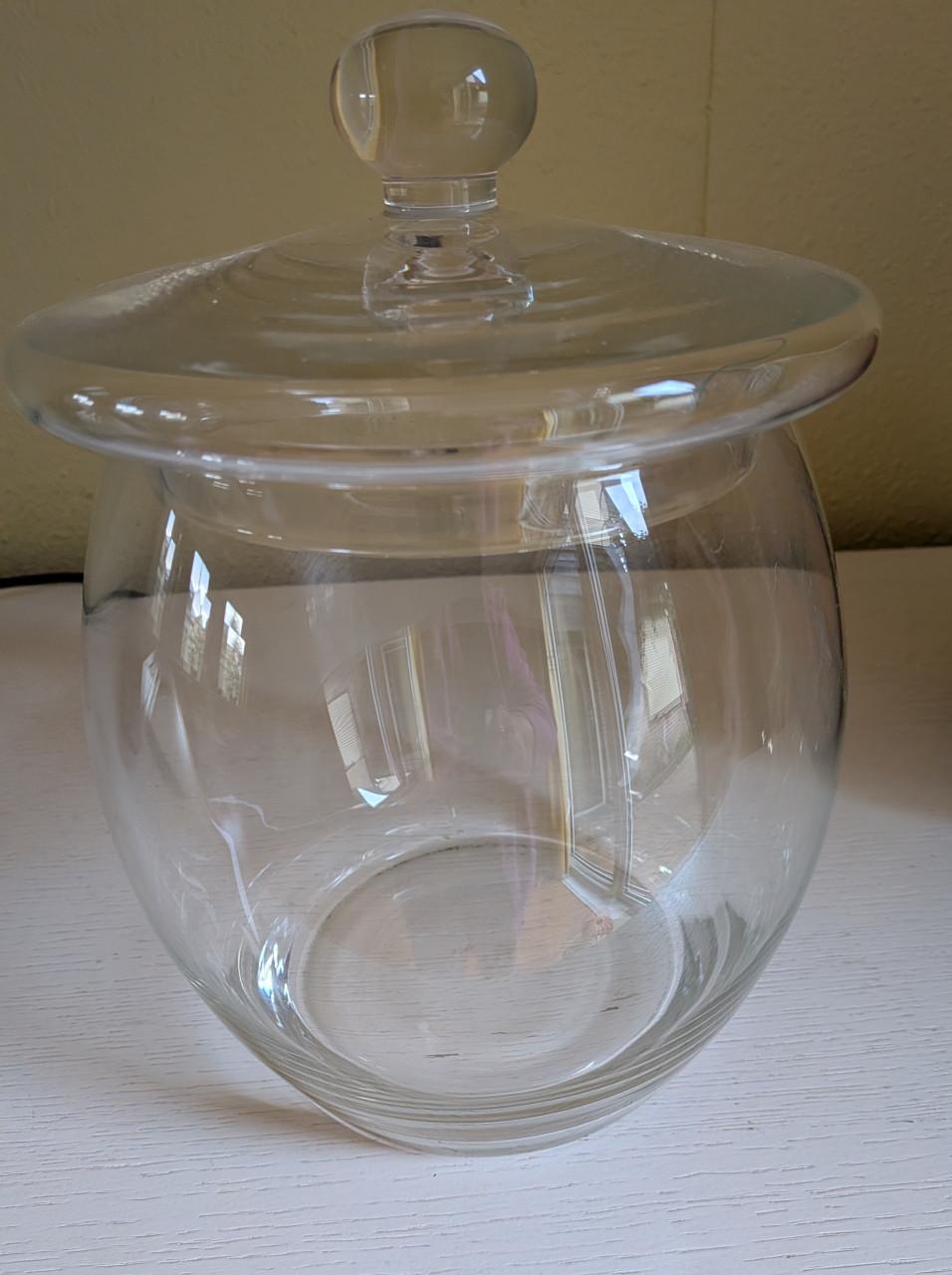 GERESERVEERD Bowlkom met deksel, glas