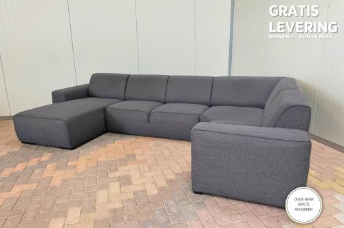 Grijs Stoffen U-Bankstel-Extra Grote Lounge Hoekbank-Gratis Levering