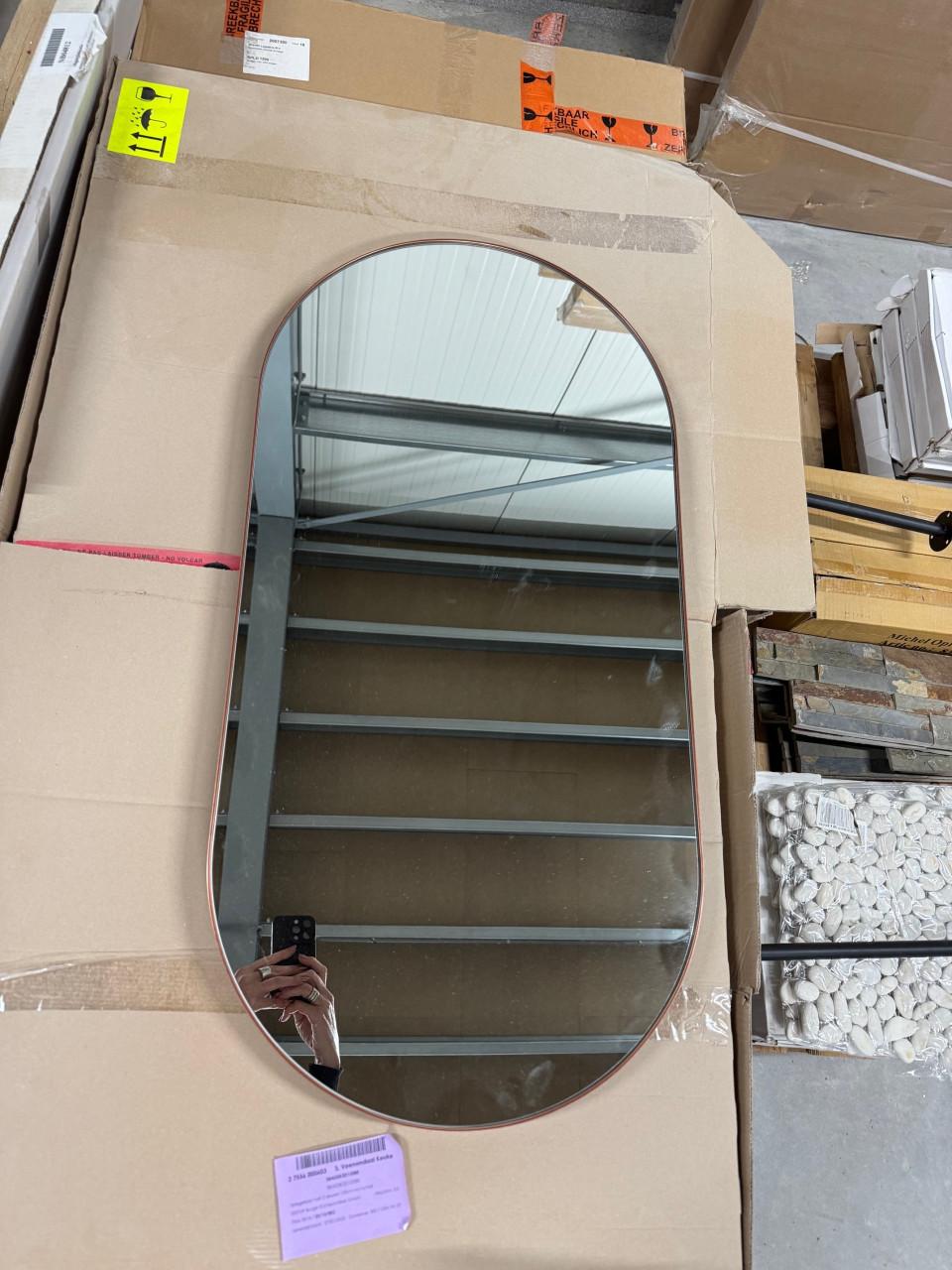 Ovale kopere spiegel B500xH1000mm