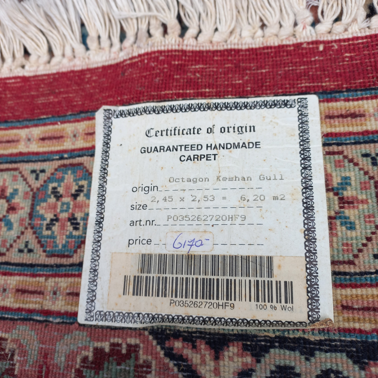 Prachtige 8 hoekige Keshan vloerkleed.