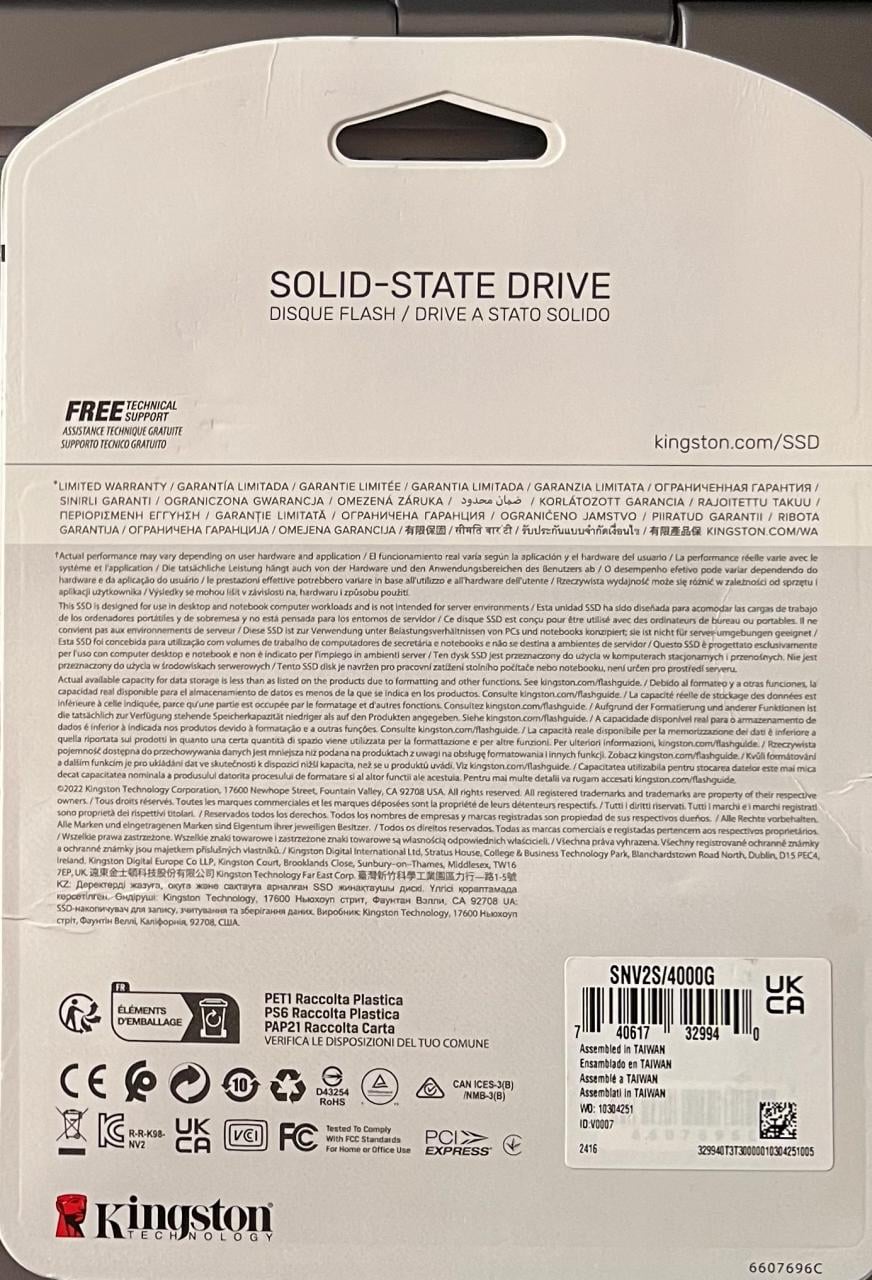 Kingston SSD NV2 NVMe M.2 (4TB)