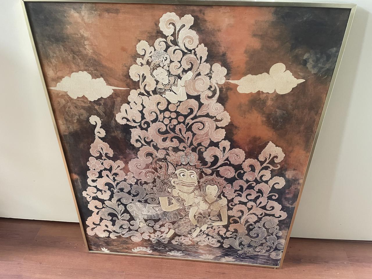 77x92cm Batik schilderij in lijst Ramayana Indonesië Java