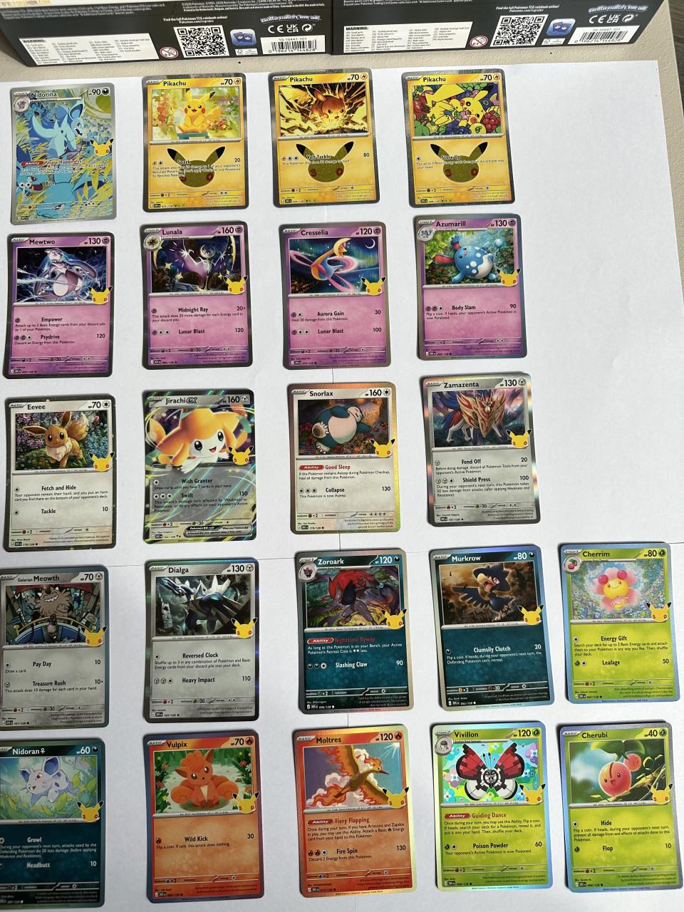 22 pokemonkaarten 30th celebration nieuwe staat