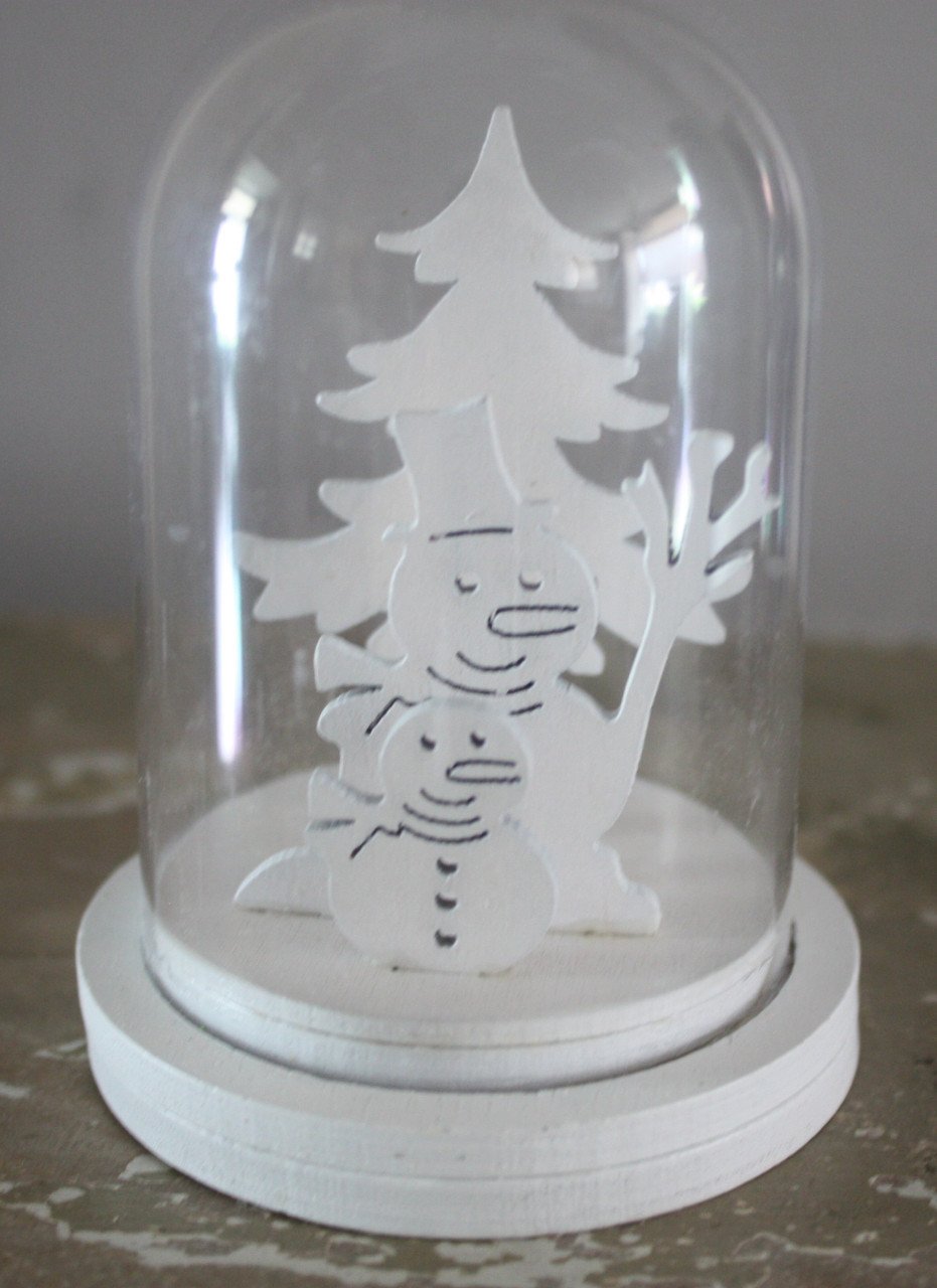 Kleine Bell jar kerstboom en sneeuwpop
