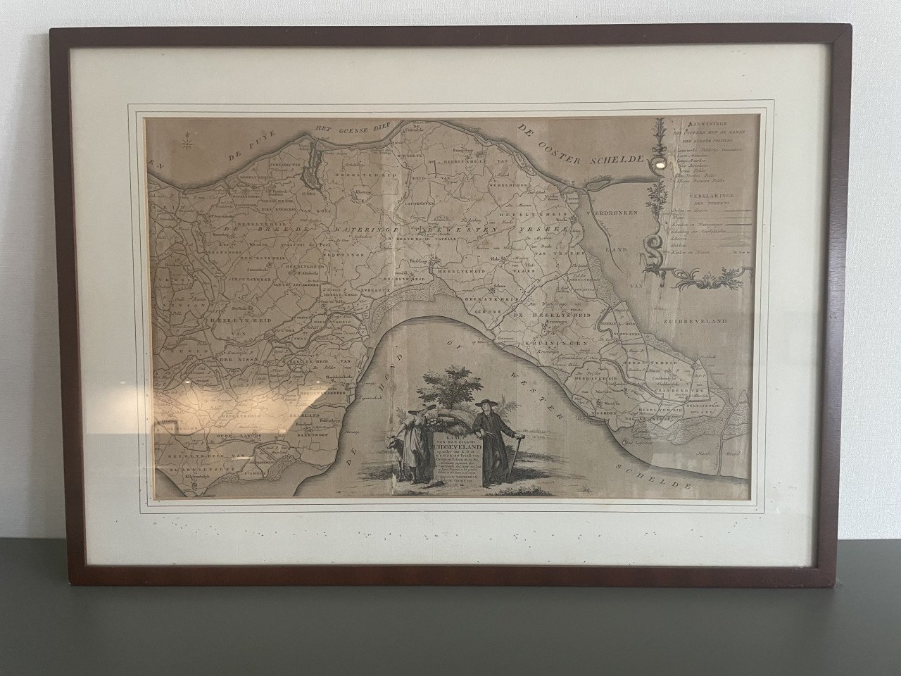 Kaart van Zuid-Beveland 1753 door W.T.Hattinga